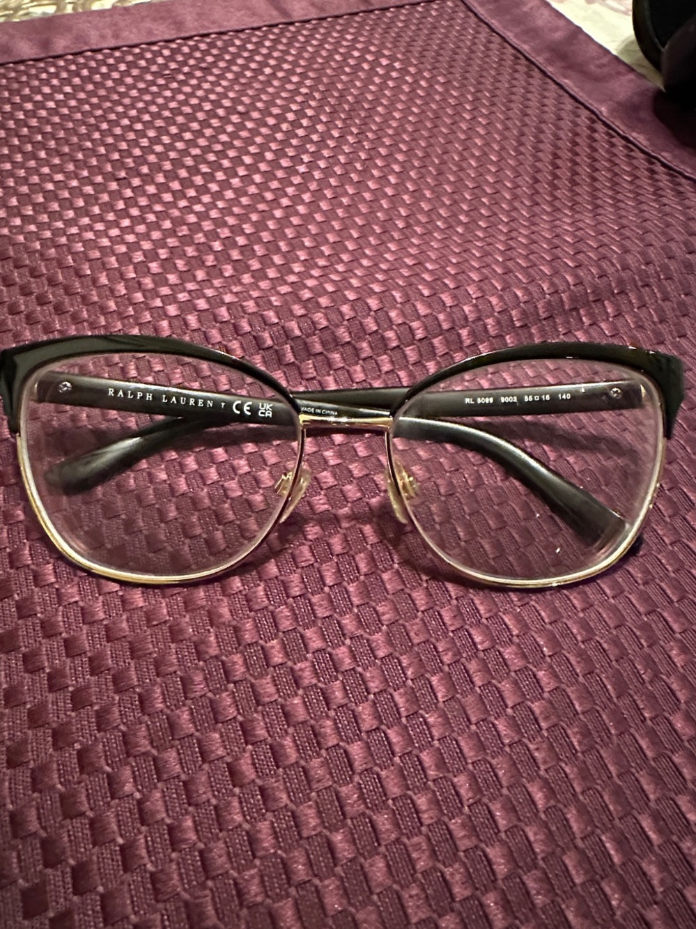 Ralph Lauren Black and Gold Cat-Eye Eyeglasses - Vintage-Inspired Frame